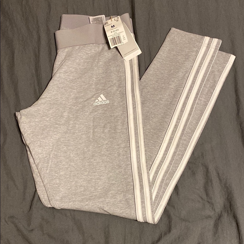 adidas Gray Track Pants with White Stripes